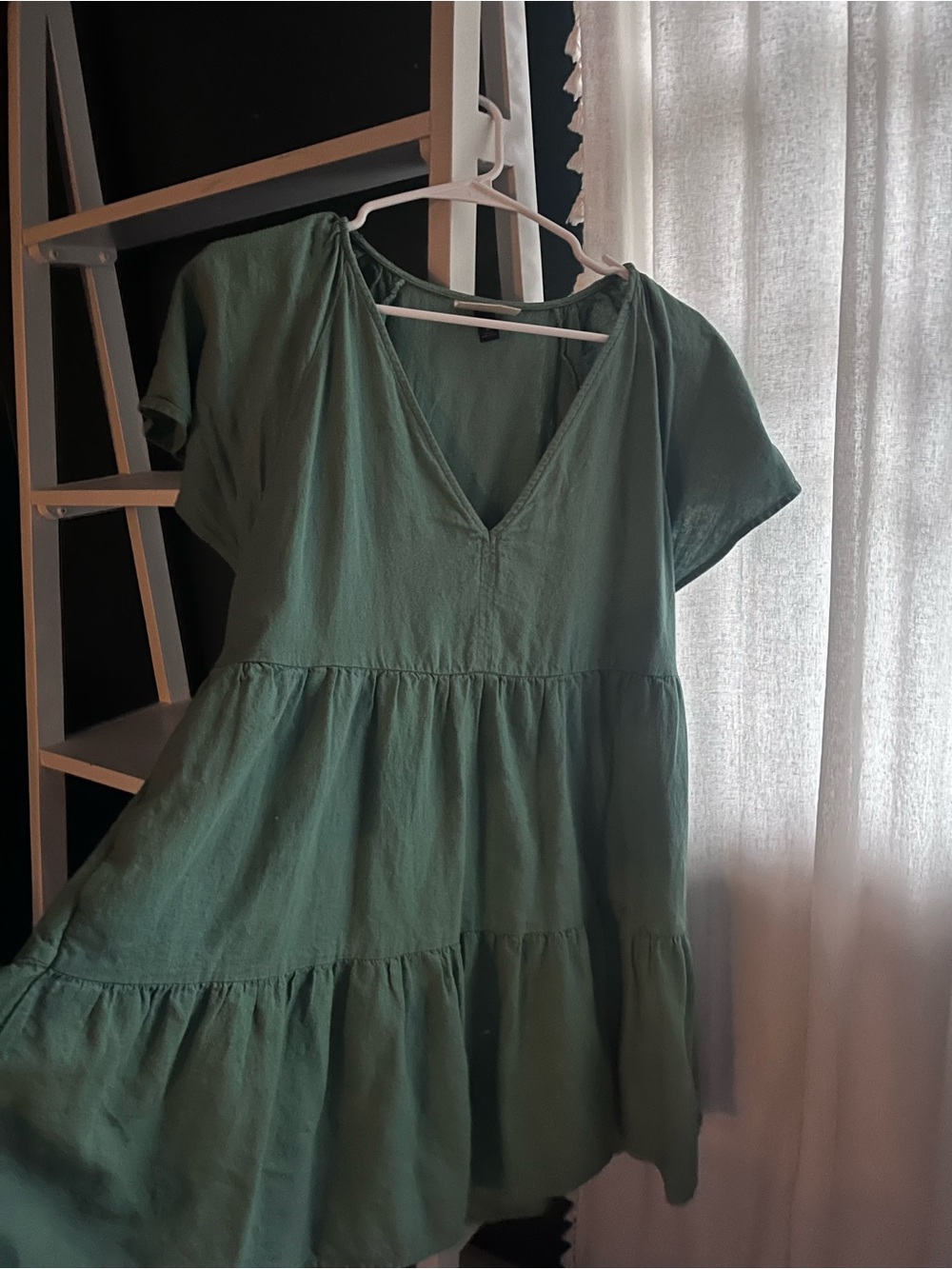 Universal Thread Sage Green Tiered V-Neck Dress